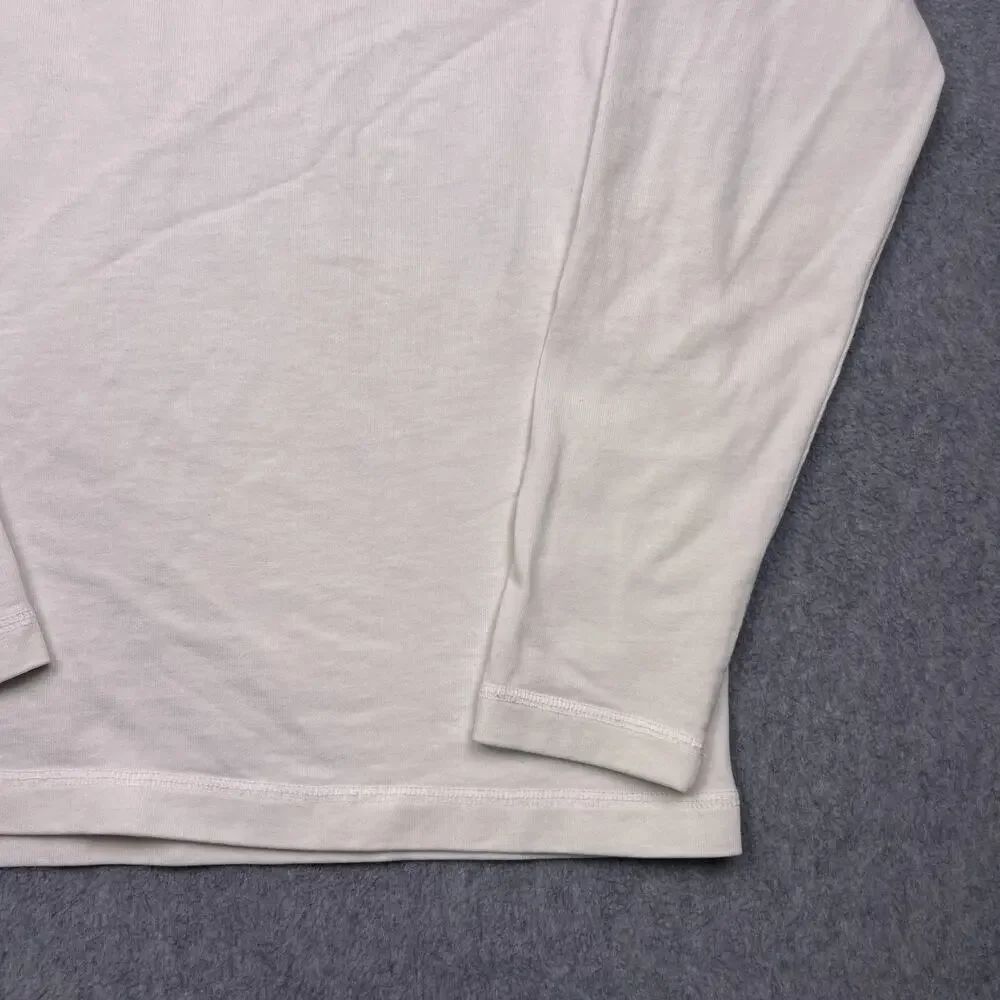 Nike Club Long Sleeve Snap Henley Shirt Men’s Size Small White Tee